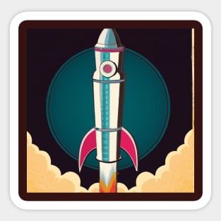 Retro futuristic rocket Sticker